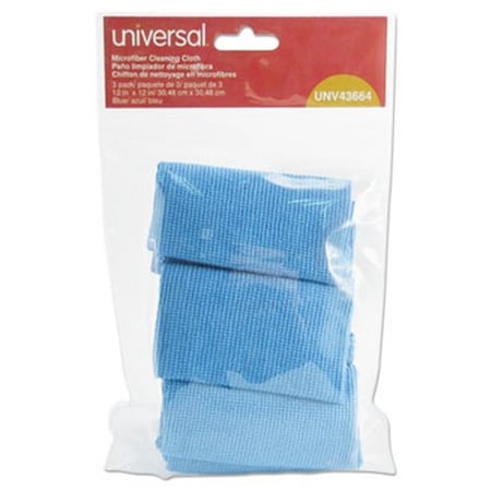 Universal UNV 12 x 12 in. Microfiber Cleaning Cloth, Gray, 3PK 43664